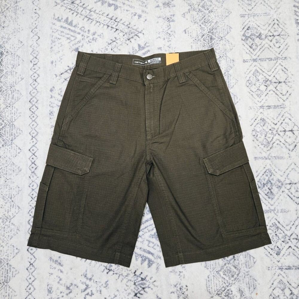 Carhartt Men's Force Relaxed Fit Ripstop 11-inch Cargo Work Short, Moss size 32